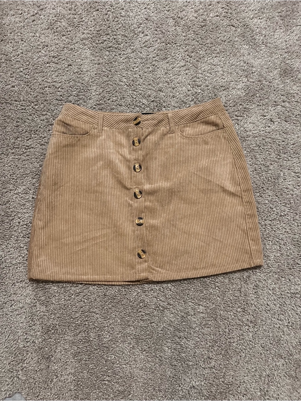 NWOT Button-Front Corduroy Mini Skirt - Tan